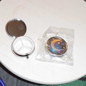 Crescent Moon Embroidery  w/Stars Pill Case